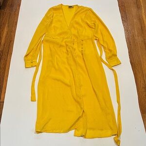 ASOS Vibrant Yellow Long Sleeve Wrap Dress Size 10